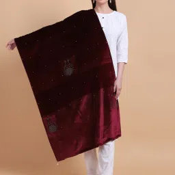 vesture Velvet Embellished Women Shawl-image-3