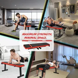 allyson fitness NEW Foldable Flat Bench for Multi-Purpose Weight Training and Ab Exercises Flat Fitness Bench image 4