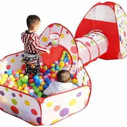 3 in 1 Foldable RainBow Tunnel Ball Pool with Multicolour 20 Balls.-34