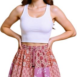 Women Printed Flared Orange Skirt-image-41