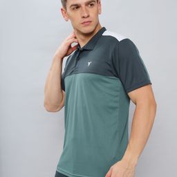 technosport Men Colorblock Polo Neck Polyester Light Green T-Shirt-picture-36