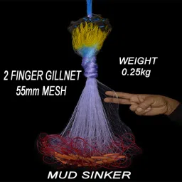 a to z 2 FINGER 55mm GILLNET MUD SINKER, HEIGHT 4F, UP LENGHT 50F, DOWN LENGHT 100F Fishing Net image 2