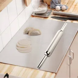 Stainless Steel Chopping Cutting Pad With Rolling Pin For Kitchen 41 X 31 Cm Stainless Steel Cutting Board-image-15