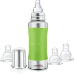 Stainless Steel Baby Feeding Bottle with Internal ML Marking, Silicon Stopper & Silicon Grip (240 ml) (3 Extra Nipple Free) - 240 ml-image-59