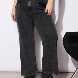 Women Straight Fit Mid Rise Black Jeans-image-76