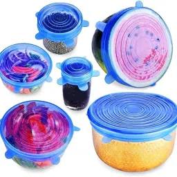 Silicon Stretch lids for containers Stretchable microwavable Dishwasher Food Grade air Tight Sealer Cover for Round Square Bowls Cups pots cans Jars Glassware 10 inch Lid Set-image-72