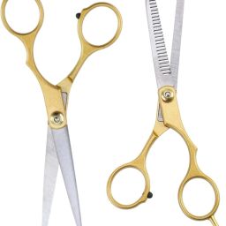 Jaguar 6" Golden Stainless Steel Barber Hair Cutting Thinning Scissor Shears Scissors-image-21