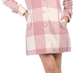 honnete 93% Polyester 3% Acrlyic Checkered Coat For Women-picture-10