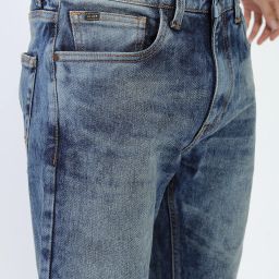 Men Tapered Fit Mid Rise Dark Blue Jeans-image-80
