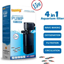 hallofeed Aquarium Filter Pump 4 in 1 High Power Oxygen Filteration System 15W Power Aquarium Filter image 2