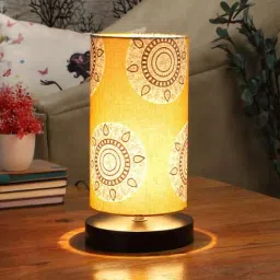 Henry Yellow & Black Cotton Shade Table Lamp With Iron Base by Tu Casa-picture-6