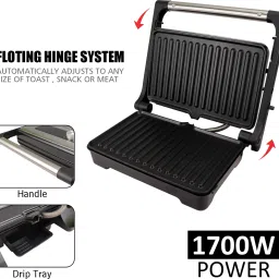 ibell SM1700G Sandwich Maker, 1700W, 180° Openable, Floating Hinges,Temp-Control Knob, Grill, Toast, Open Grill image 2