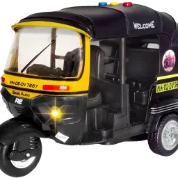 Auto Rickshaw Toy with Light, Sound and Friction Powered Wheel Toy for Kids-6
