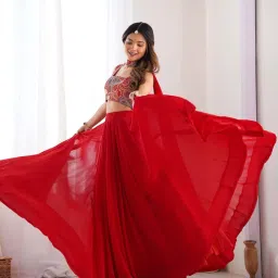 Embroidered Semi Stitched Lehenga Choli-image-6