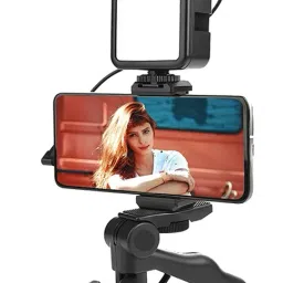 AMUSING Selfie Mobile Phone Vlog LED Video Light Kit Streaming Microphone Vlogging Kit Monopod Kit, Tripod Kit-22