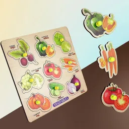 Vegetables Wooden Board Baby Learning Toys Vegetables Name Matching Puzzle Game-image-0