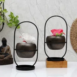 amaya decors Black & Gold Textured Apple Planter Set of 2-picture-5