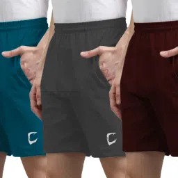 Pack of 3 Solid Men Multicolor Sports Shorts-image-79