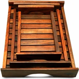 Wooden Serving Tray Set of 3 for Kitchen, Dining Room, Living Room, Coffee Table Tray-6