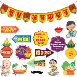 Annaprashan Photo Booth Props with Shubh Annaprashan Banner-image-0