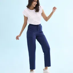 go colors Women Solid Blue Track Pants-picture-16