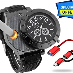 Foxne Point Cigarette Lighter Rechargeable With Mini OTG 2 in 1 USB Cable Micro USB Type C Cigarette Lighter Watch, USB Rechargeable Sporty Wristwatch Cigarette Lighter, USB Hub-picture-20