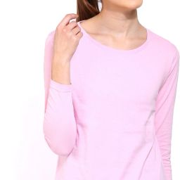 Women Solid Round Neck Pure Cotton Pink T-Shirt-image-69