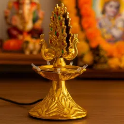 Single Layer Electric Diya Deepak Light Lamp LED Light for Home Temple Decor Plastic Table Diya-image-79