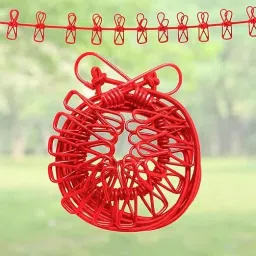Cloth-Drying Rope with Hooks Elastic Cloth Hanging 12 Clips Plastic Iron Retractable Clothesline-image-82