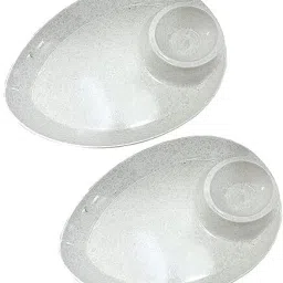 Oval Serving Off-White Melamine Chip & Dip Scak Serving Half Plate-picture-2