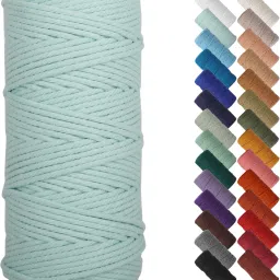 Macrame Cord 3mm 60Mtr baby Green 4 Stands Twisted Cord 100% Natural Cotton Rope-10