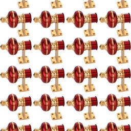 Maroon, Gold Curtain Knobs, Curtain Hooks, Rod Rail Bracket Metal-image-64