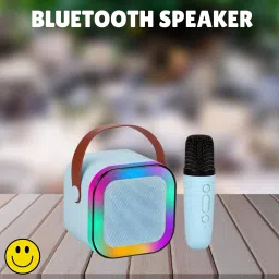 K12 (PORTABLE BLUETOOTH DESKTOP SPEAKER)With Karaoke Mic RGB Light, HD SoundT132 Laptop/Desktop Speaker-32