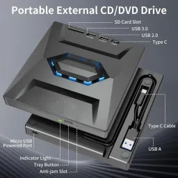 Sancy USB 3.0 & Type-C External CD/DVD Drive – Portable CD/DVD Writer & Reader External DVD Writer image 4