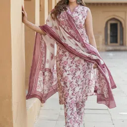 Floral Print Kurta, Trouser/Pant & Dupatta Set-picture-21