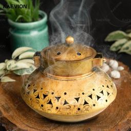 6 Inch Wall Hanging Table Top Degchi | Dhunuchi Dhoop Pot | Incense Burner Iron Tealight Holder-image-68
