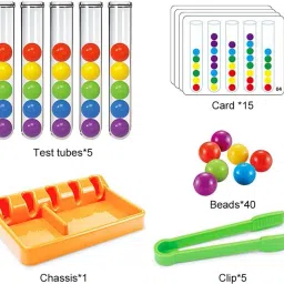 anaysha impex Beads Color Matching Sorting Games Interactive Toy Rainbow Stacking for Kids image 4