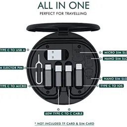 BUFONA 60W Type C Multi-function Cable Conversion Storage Box 5in1 Fast Charging Cable Charging Pad image 4