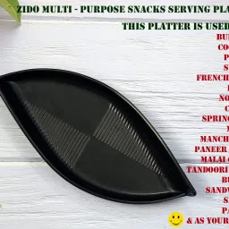 zido (Pack of 2) Exclusive Classical Designer Snacks Serving Platter for Multipurpose Use Sizzler Tray image 3
