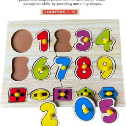 shalafi Wooden Colorful Learning Letters Number Blocks Matching Board Counting Puzzle image 3