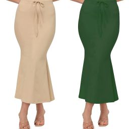 KEYU FASHION BEIGE-COMBO-FISHCUT-GREEN-BEIGE Lycra Blend Petticoat-picture-2