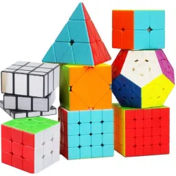 Speed 2X2 3x3 4x4 5x5 and Mirror Silver Pyraminx Pyramid Triangle, Megaminx, Squire cube set Puzzle Cubes Combo (B - Pack of 8 Cube)-image-25