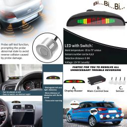 monolive 4Parking Silver Sensor With Led Display ,Buzzer For car 151 Universal Increased Safety For Passengers Silver Parking Sensor 151 Parking Sensor image 2