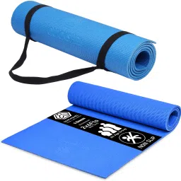 100%EVA Eco Friendly Mat, Exercise & Gym Mat With Yoga Strap Blue 6 mm Yoga Mat-image-10
