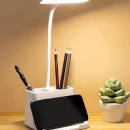 Table Desk Lamp With Pen & Phone Holder|Led Table Lamp, 3 Color Study Lamp-image-21