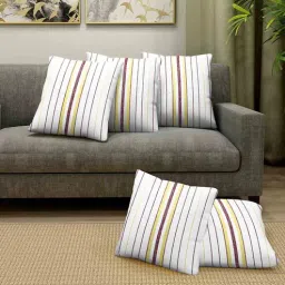 klotthe White Cotton Striped 14 x 14 inch Set of 5 Cushion Covers-picture-34