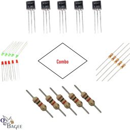 Combo of BC547 Transistor, 1K &100 ohm Resistors, 5mm Red & Green led 5pcs Each Electronic Components Electronic Hobby Kit-image-5