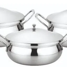 Cooking Bartan Handi/Serving Storing Dinner Set of 3 Handle With Lids Bowl, Plate Serving Set-image-25