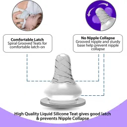 wahhson Stainless Steel Baby Feeding Bottle for Milk, Water with Silicone Nipple, Sipper - 240 ml image 2