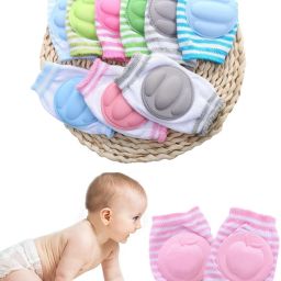 Crawling baby elbow kneecap anti-slip padded soft comfortable protector (2 Pair) Multicolor Baby Knee Pads-image-9